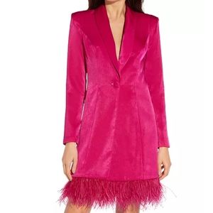 Tuxedo Dress With Feathers Size 10